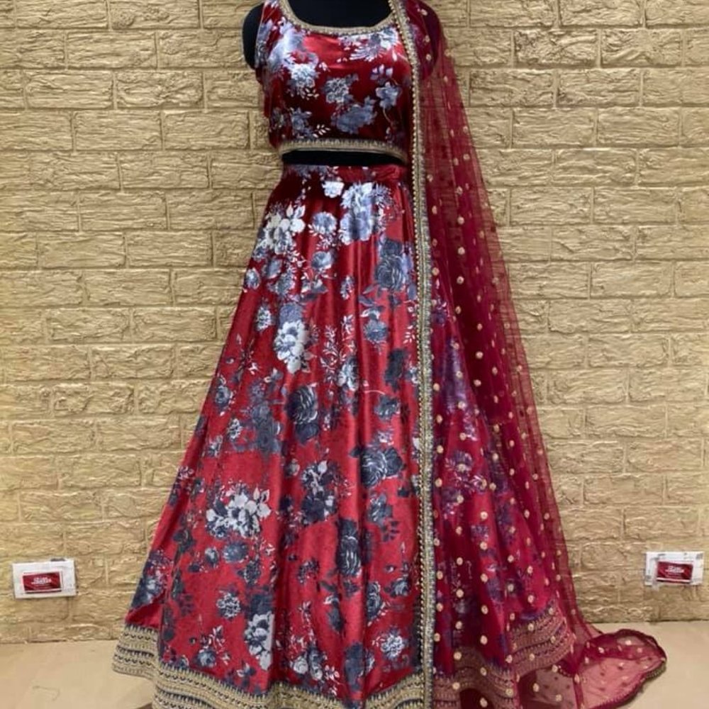 Velvet/ Velour Lehenga/ Prom Dress/ 2 piece Gown